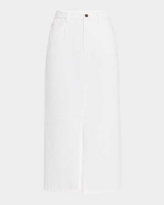 Front-Slit Cotton Midi Skirt